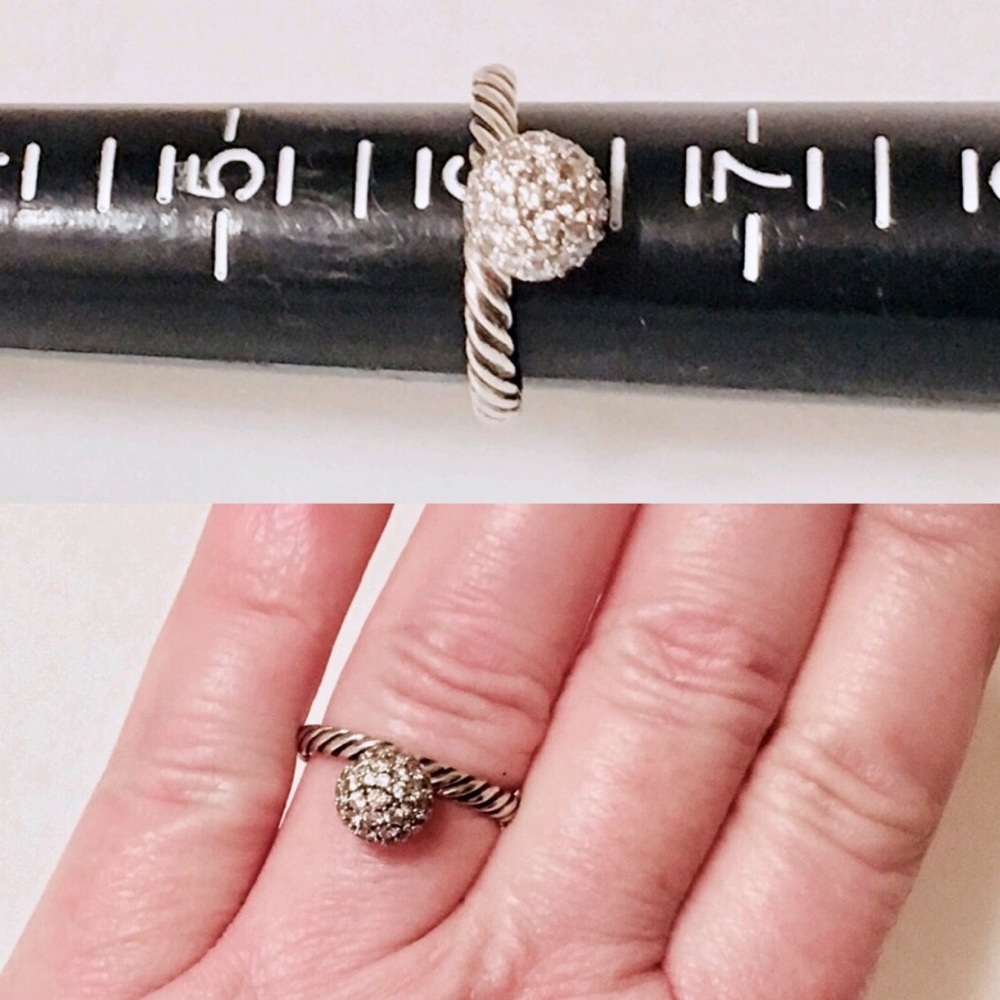 David Yurman 8mm Pave Diamond Elements Stack Ring - Picture 7 of 8